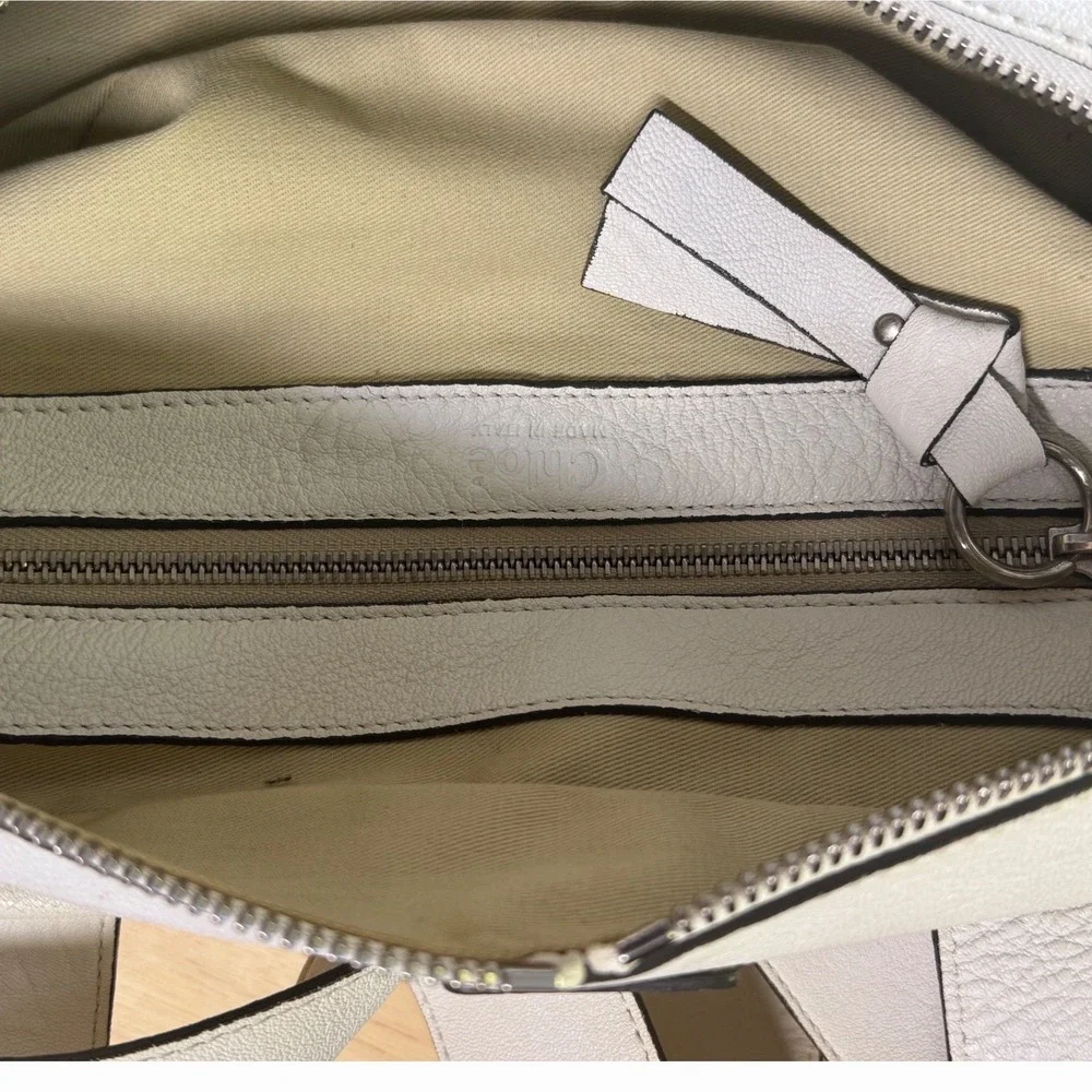 Chloe Saskia White Leather Shoulder Bag Silver Hardware‎ Italy Y2K